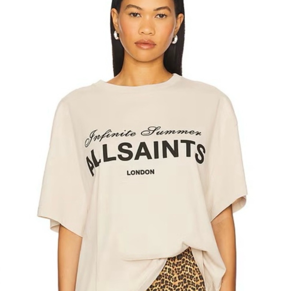 All Saints Beige Graphic Tee